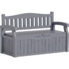 Heavy Duty Grey Plastic Outdoor Storage Garden Bench Patio Deck Box