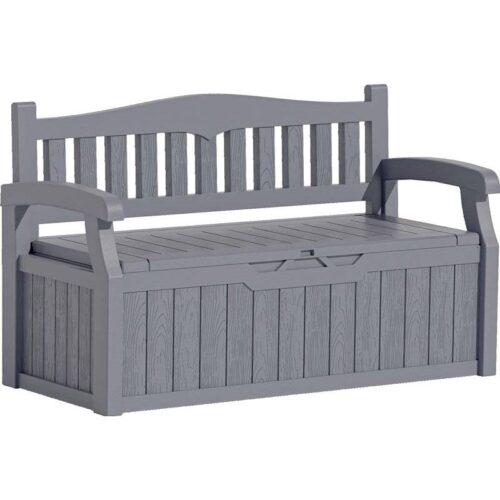 Heavy Duty Grey Plastic Outdoor Storage Garden Bench Patio Deck Box