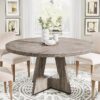 Modern Kitchen 4-Person Circular Dining Table in Grey Wood Finish