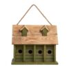 Green Wood Garden Bird House with 1 Compartment and 4 Holes