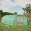 26.2 ft x 9.7 ft Outdoor Walk-in Greenhouse with Green PE Cover and Steel Frame