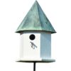 White Octagonal Bird House with Verdigris Copper Roof – Made in USA