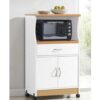 White Kitchen Utility Cabinet Microwave Cart with Caster Wheels