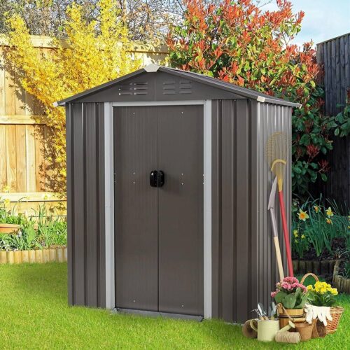 Outdoor Black Grey Galvanized Steel Garbage Trash Can Storage Shed Outdoor Black Grey Galvanized Steel Garbage Trash Can Storage Shed