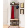 Metal Corner Hall Tree Foyer Entryway Shoe Storage Bench Coat Rack in Copper