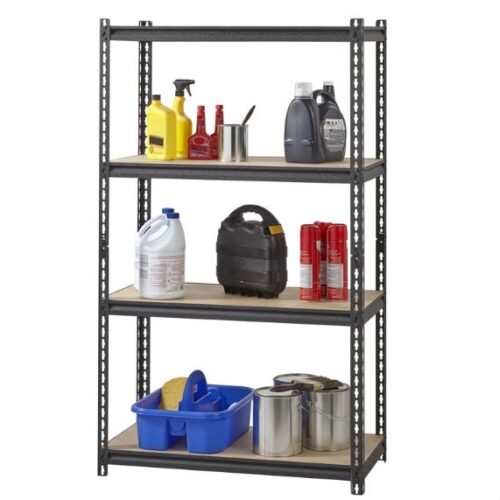 Heavy Duty 4-Shelf Black Storage Rack Shelving Unit Heavy Duty 4-Shelf Black Storage Rack Shelving Unit