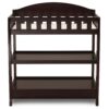 Modern Dark Brown Wooden Baby Changing Table with Safety Rail Pad and Strap
