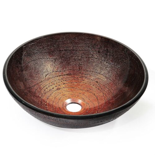 Modern 16.5 inch Round Copper Color Glass Vessel Sink Modern 16.5 inch Round Copper Color Glass Vessel Sink