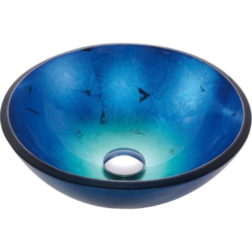 Round Blue Tempered Glass Vessel Bathroom Sink Round Blue Tempered Glass Vessel Bathroom Sink