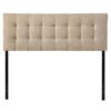 King size Beige Fabric Upholstered Mid-Century Style Headboard