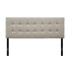 Full size Button-Tufted Headboard in Light Grey Taupe Beige Upholstered Fabric