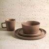 16-Piece Stoneware Dinnerware Set in Matte Brown – Service for 4