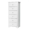 Modern White 6 Drawer Tall Wood Dresser Chest