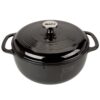 Round 6-Quart Black Enamel Cast Iron Dutch Oven with Lid