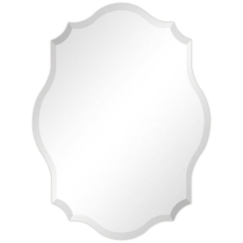 Modern Frameless 32 x 24 inch Scalloped Beveled Accent Bathroom Mirror