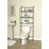 Bathroom Space Saving Over the Toilet Linen Tower Shelving Unit in Nickel Finish