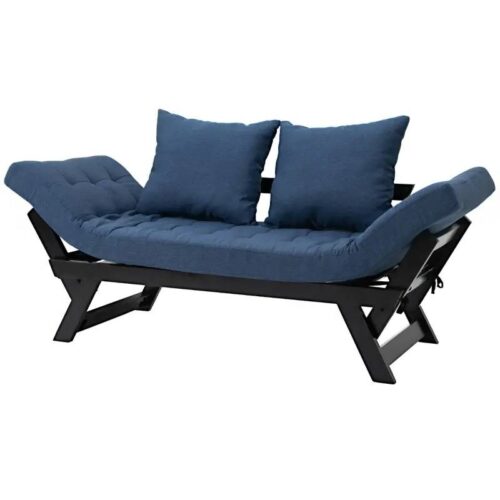 Navy/Black 3 In 1 Convertible Sofa Chaise Lounger Bed with 2 Large Pillows Navy/Black 3 In 1 Convertible Sofa Chaise Lounger Bed with 2 Large Pillows