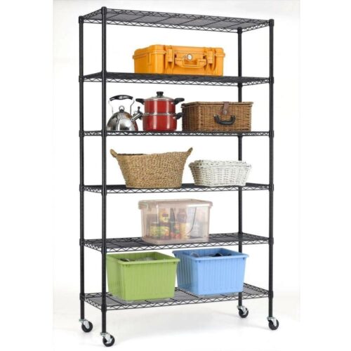 Heavy Duty 6-Shelf Adjustable Metal Shelving Rack with Casters Heavy Duty 6-Shelf Adjustable Metal Shelving Rack with Casters