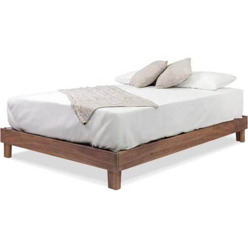 Twin size Solid Wood Heavy Duty Platform Bed Frame in Oak Finish – Made In USA