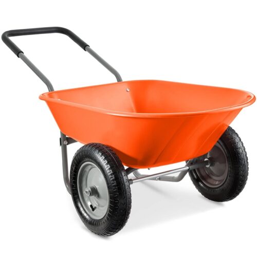 Heavy Duty 2-Wheel Multipurpose Rust Proof Wheelbarrow – Orange