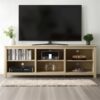 Farmhouse TV Stand in Light Oak Wood Finish – for TVs up to 70-inch