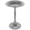 Outdoor Weather Resistant Polyresin Bird Bath in Rustic Aged Silver Finish