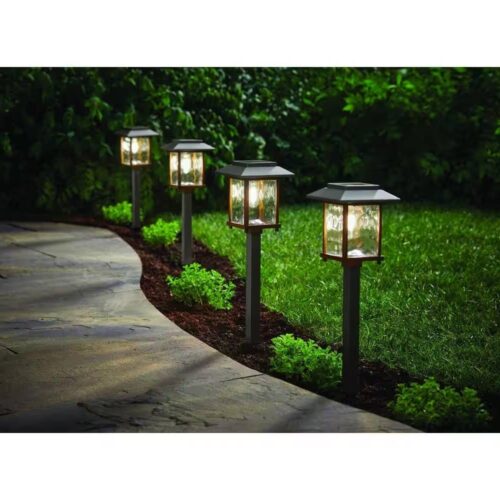 4 Pack – Bronze Gold Solar LED Light Set – Outdoor Path Yard Lighting