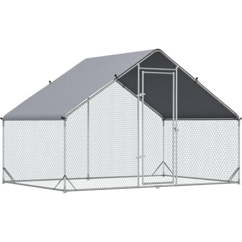 9.8 Ft x 6.6 Ft. Outdoor Yard Metal Walk-in Chicken Coop with Waterproof Cover 9.8 Ft x 6.6 Ft. Outdoor Yard Metal Walk-in Chicken Coop with Waterproof Cover