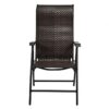 Outdoor Folding Steel Frame Rattan Patio Chair with Armrest in Brown