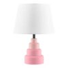Small Pink Desk Light Table Lamp with White Fabric Shade for Bedside Nightstand