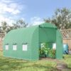 14.5 ft x 6.3 ft Outdoor Greenhouse with Green PE Cover and Sturdy Steel Frame
