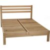 Queen size Solid Wood Platform Bed Frame with Slatted Headboard – Made in USA