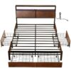 Queen size Platform Bed with Headboard and Storage Drawers in Brown Wood Finish