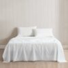 Queen Size 4 Piece 100-Percent Cotton Sheet Set in White with Lace Trim