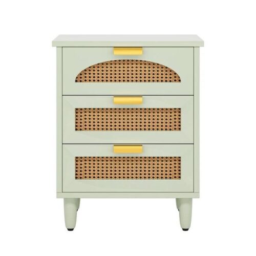 Retro Mid-Century Modern 3 Drawer Bedside Table Nightstand in Mint Green
