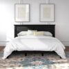 King Traditional Solid Wood Platform Bed Frame with Headboard in Black