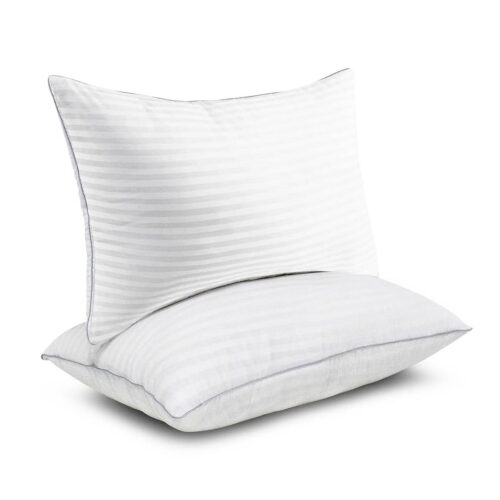 Set of 2 Machine Washable Down Alternative Bed Pillow with Cotton Cover – Queen
