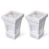 Set of 2 – 24 inch High Self Watering Planter Box in White Plastic Resin