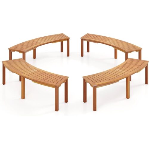 Set of 4 – Outdoor Curved Backless Garden Bench – Around Tree Table or Fire Pit