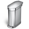 Stainless Steel 12-Gallon Narrow Kitchen Trash Can with Easy Step-on Lid