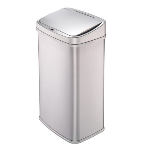 Silver 13-Gallon Stainless Steel Kitchen Trash Can with Motion Sensor Lid