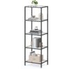 Black Metal Frame Glass Shelf Bookcase 4-Shelves Shelving Unit