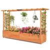 Solid Fir Wood Rectangle Raised Garden Bed with Side Trellis