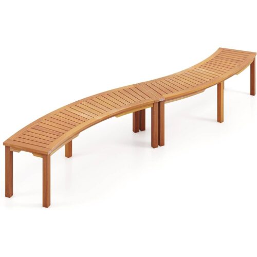 Set of 2 – Outdoor Backless Wooden Garden Bench with Modern Arch Design Set of 2 – Outdoor Backless Wooden Garden Bench with Modern Arch Design