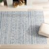 8 ft. x 10 ft. Blue Grey Chevron Coastal Boho Style Indoor Outdoor Area Rug