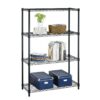 Heavy Duty 4-Shelf Metal Shelving Unit in Black Steel Finish