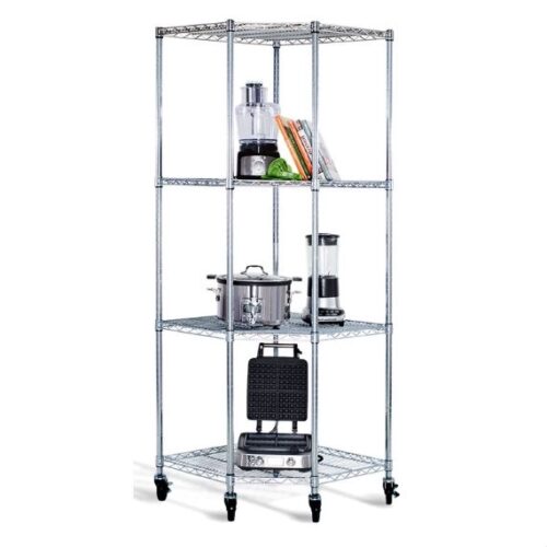 Heavy Duty 4-Tier Corner Storage Rack Shelving Unit with Casters Heavy Duty 4-Tier Corner Storage Rack Shelving Unit with Casters