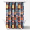 72-inch Navy Blue Orange Yellow Teal Boho Patchwork Polyester Shower Curtain