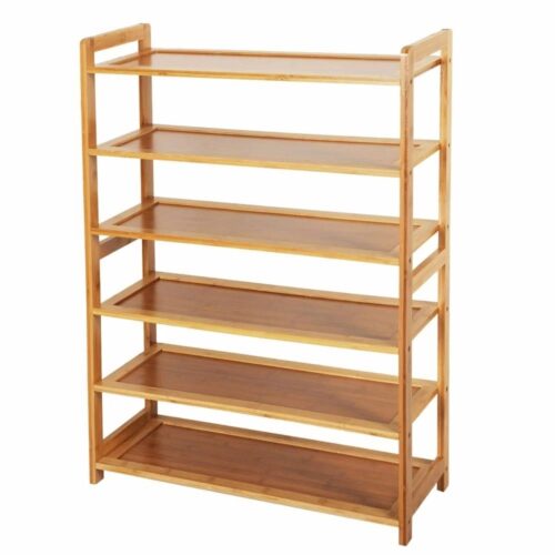Solid Wood 6-Shelf Shoe Rack – Holds up to 24 Pair of Shoes