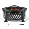 Rustic Steel Outdoor Fire Pit with BBQ Grill with Poker and Mesh Cover